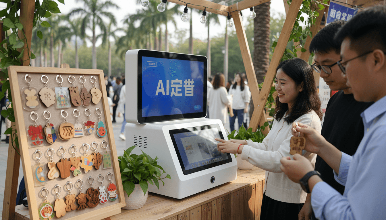 爱定智助力公园文创升级:AI钥匙扣定制设备受青睐