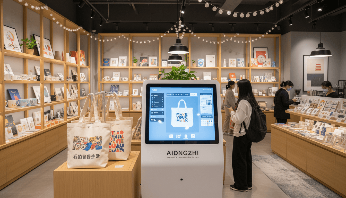 爱定智AI文创定制设备助力文创店帆布包推广新玩法