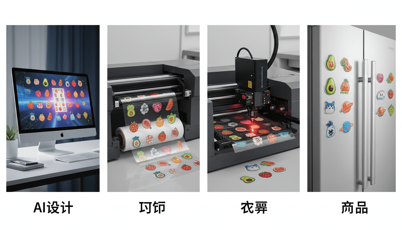 亚克力冰箱贴制作全流程:从AI设计到现场交付