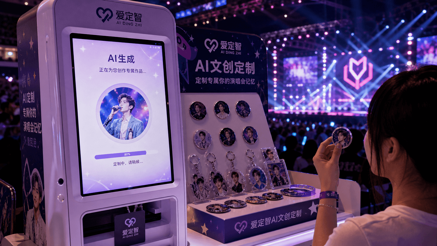 爱定智AI文创定制设备助力演唱会应援经济,现场即时制作受追捧