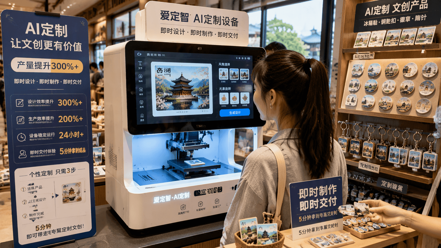 AI定制产品产量提升单价下降，爱定智设备推动文创消费意愿升级