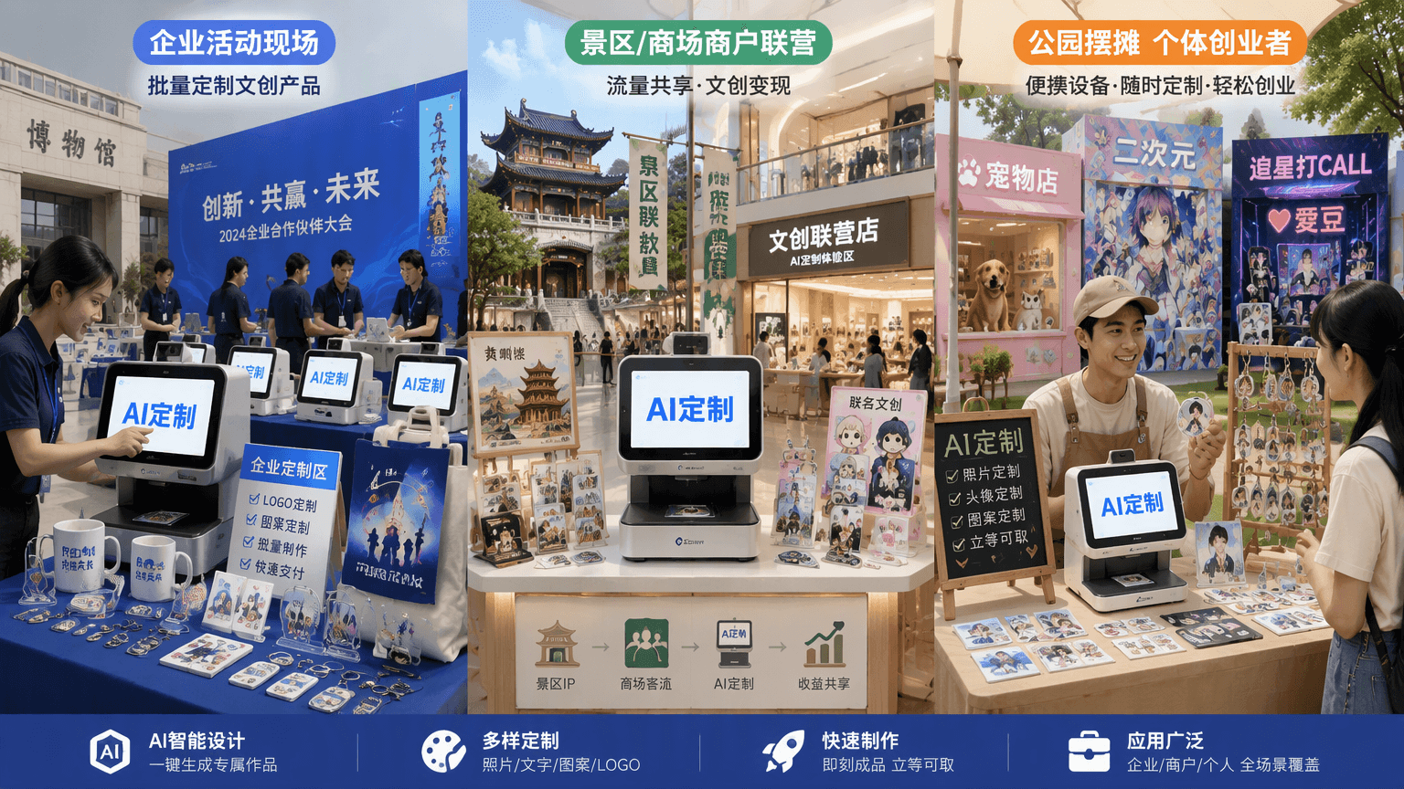 AI定制人群边界拓展:从企业批量到摆摊个体,爱定智设备如何适配多元需求