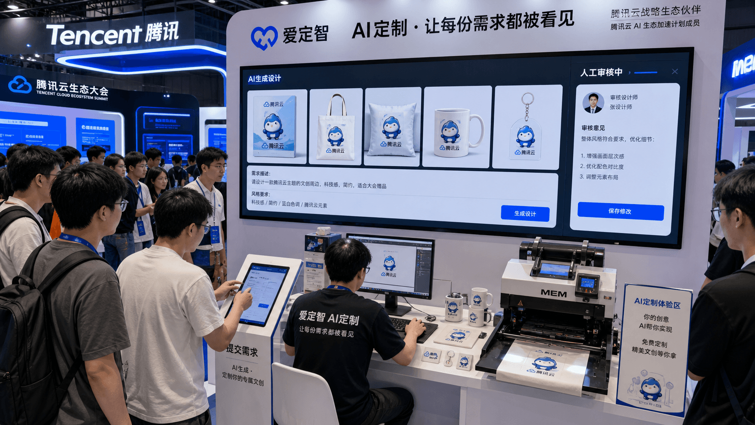 爱定智亮相腾讯云生态大会:现场AI生成与人工审核即时交付文创赠品