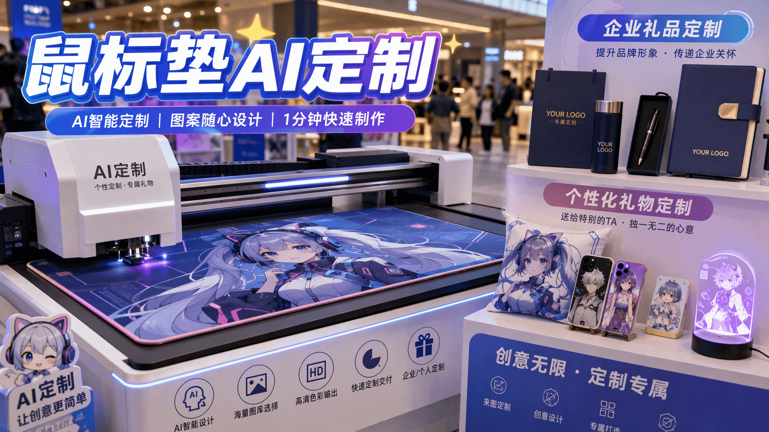 鼠标垫AI定制场景观察:覆盖企业礼品、礼物、二次元与商场活动等